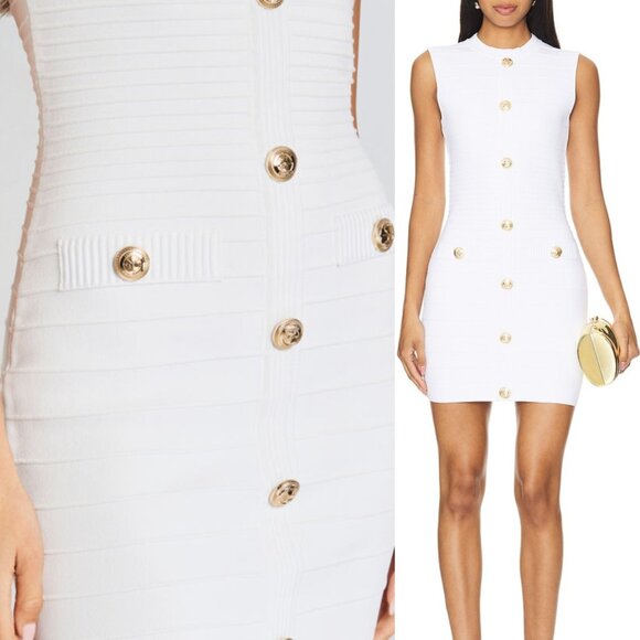 Retrofete Laurel Knit Mini Dress Optic White Ponte XL Sleeveless